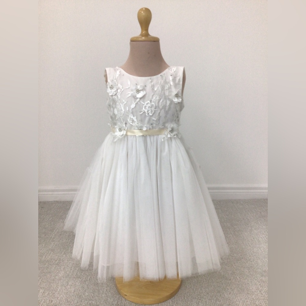 Ivory Floral Flower Girl Dress - Rosebud 5135